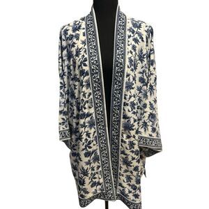 Max Studio Blue & White Floral Kimono Women’s Size 2X NWT